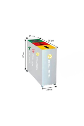 3’lü Elektrostatik Boyalı Geri Dönüşüm Kovası