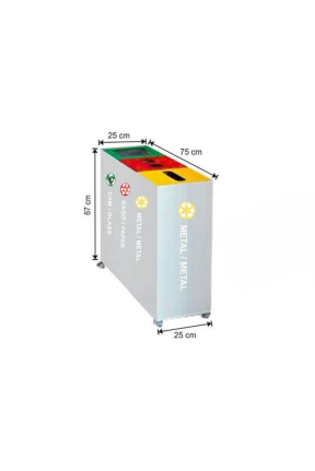 3’lü Elektrostatik Boyalı Geri Dönüşüm Kovası