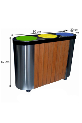 Ahşap Dekorlu Geri Dönüşüm Seti 3 Lü