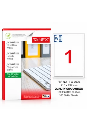Tanex TW-2000 210x297mm Laser Etiket 100 Lü