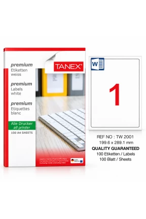Tanex TW-2001 199.6x289.1mm Laser Etiket 100 Lü