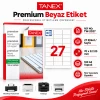 Tanex TW-2027 70x32,125 mm Lazer Etiket 100 Sayfa 2700 Adet