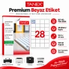 Tanex TW-2028 52,5x41 mm Lazer Etiket 100 Sayfa 2800 Adet