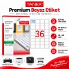 Tanex TW-2036 45x30 mm Beyaz Laser Etiket 100'lü Paket