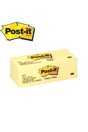 3M Post-it 653 Sarı Not Kağıdı 38mm x 51mm 100 Yaprak 12'Li Paket