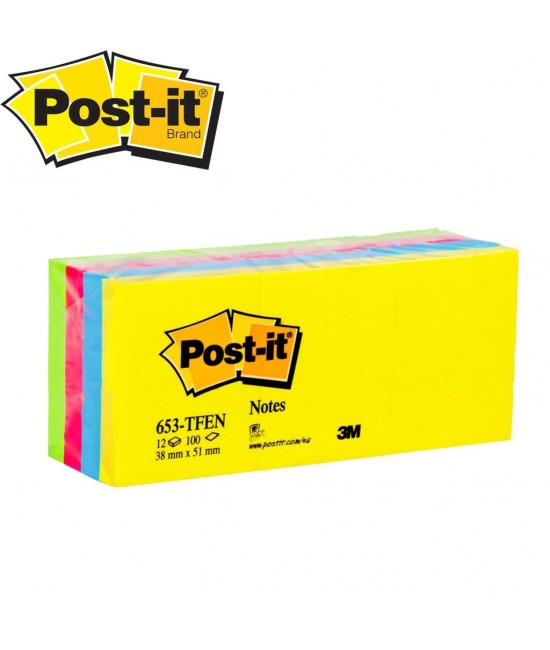 3M Post-it 653 TF Yapışkanlı Not Kağıdı 38 mm x 51 mm Tutti Frutti Pem