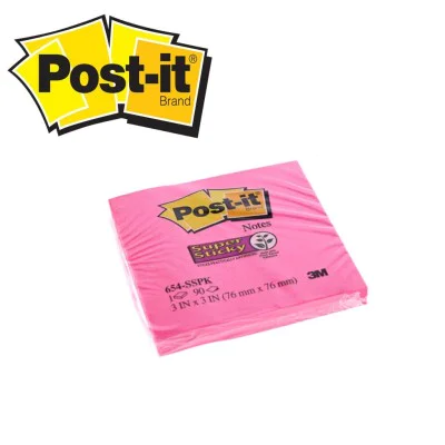 3M Post-It 654 Not Kağıdı 76 x 76 mm K.Pembe 90 Yaprak