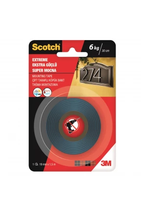 3M Scotch 4002 Extra Güçlü Montaj Bandı 19mmx1.5m