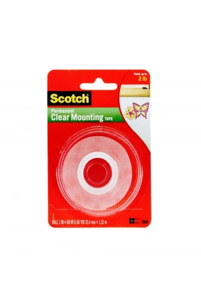 3M Scotch® 4010 Çift Taraflı Şeffaf Montaj Bantı 25,4mm x 1.5mt