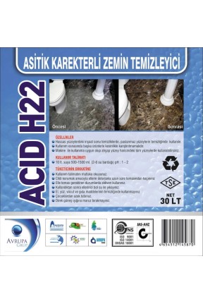 ACID H22 Asitik Karakterli Zemin Tem.30 Litre