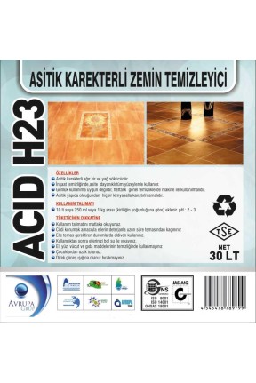 ACID H23 Asitik Karakterli ZeminTem.30 Litre
