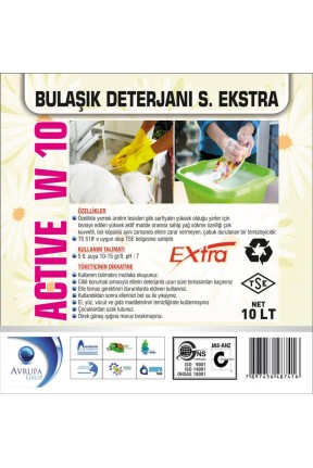 ACTİVE W10 Bulaşık Deterjanı Süper Ekstra 10 Litre