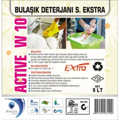 ACTİVE W10 Bulaşık Deterjanı Süper Ekstra 5 Litre