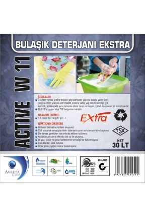 ACTİVE W11 Bulaşık Deterjanı  Ekstra 30 Litre