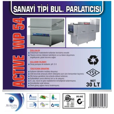 ACTİVE WP54 San.Tipi Bulaşık Mak. Parlatıcısı 30 Litre