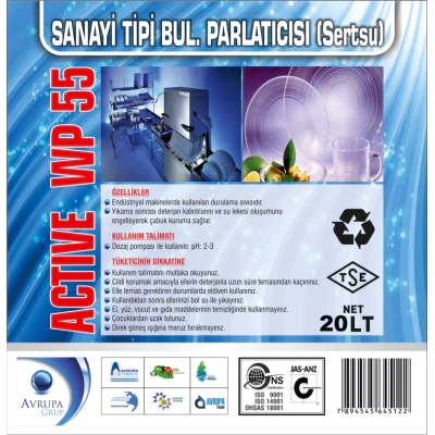 ACTİVE WP55 San.Tipi Bulaşık Mak.Parlatıcısı 20 Litre