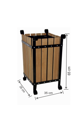 Ahşap Çöp Kovası 45 Litre İç Kovalı