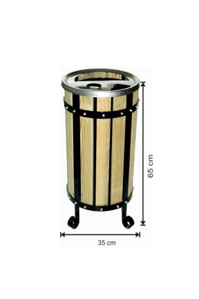 Ahşap Çöp Kovası Yuvarlak 28 Litre