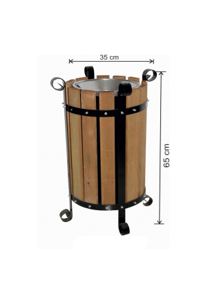 Ahşap Dekorlu Çöp Kovası İç Kovalı 28 Litre