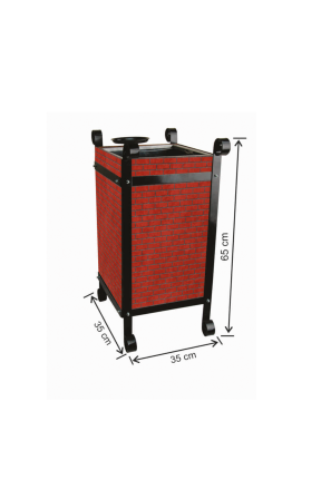 Ahşap Dekorlu Küllüklü Çöp Kovası 45 Litre İç Kovalı