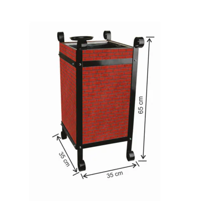 Ahşap Dekorlu Küllüklü Çöp Kovası 45 Litre İç Kovalı