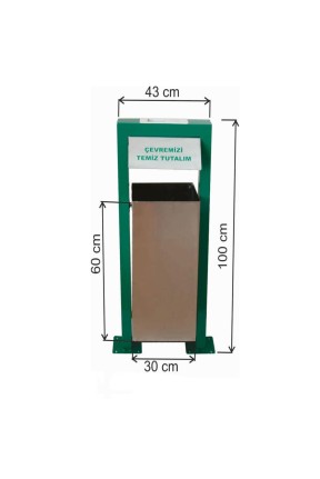 Bahçe Tipi Çöp Kovası Kare Kova Paslanmaz