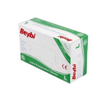 Beybi Lateks Muayene Eldiveni L Beden Pudralı 100 Lü 20 Li Paket