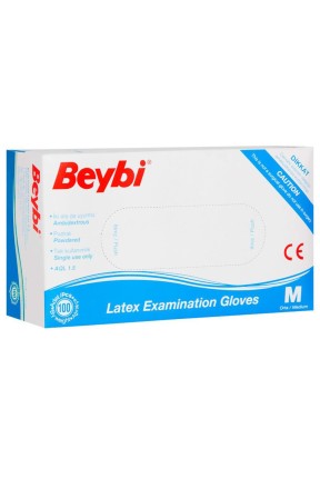 Beybi Lateks Muayene Eldiveni M Beden Pudralı 100 Lü 20 Li Paket