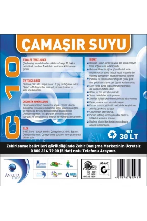 C 10  Çamaşır Suyu 30 Litre