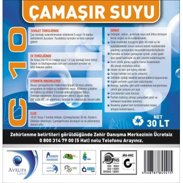 C 10 Çamaşır Suyu 30 Litre