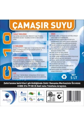 C 10  Çamaşır Suyu 5 Litre