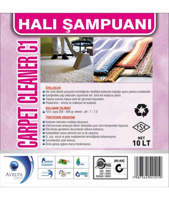 Carpet Clean C1 Halı Şampuanı 10 Litre