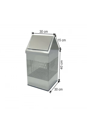 Çatı Kapaklı Çöp Kovası 36 Litre Paslanmaz