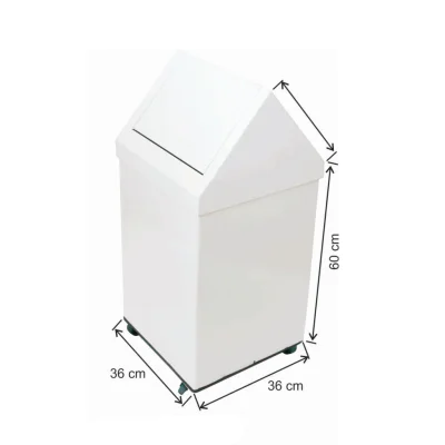 Çatı Kapaklı Çöp Kovası 79 Litre Boyalı Tekerlekli