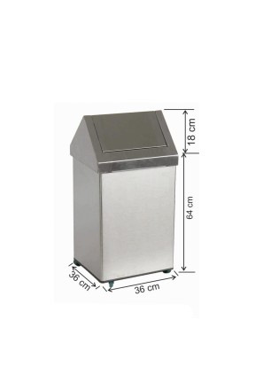 Çatı Kapaklı Çöp Kovası Tekerlekli 79 Litre Paslanmaz