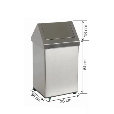 Çatı Kapaklı Çöp Kovası Tekerlekli 79 Litre Paslanmaz