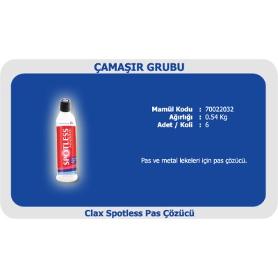 Clax Spotless Pas Çözücü Pas ve Metal Lekeleri İçin Leke Çözücü Clax Spotless Pas Çözücü Pas ve Metal Lekeleri İçin Leke Çözücü