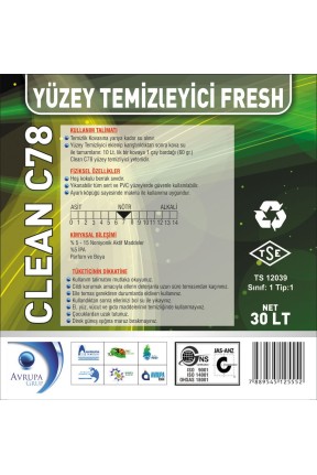 Clean C78 Yüzey Temizleyici Fresh Kokulu 30 Litre