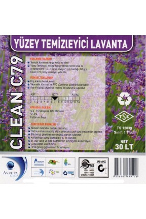 CLEAN C79 Yüzey Temizleyici Lavanta Kokulu 30 Litre