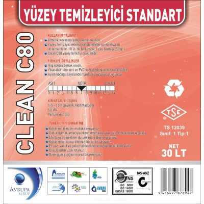 CLEAN C80 Yüzey Temizleyici Standart 30 Litre