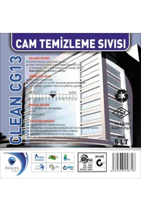 Clean CG13 Cam Temizleme Sıvısı 5 Litre Clean CG13 Cam Temizleme Sıvısı 5 Litre