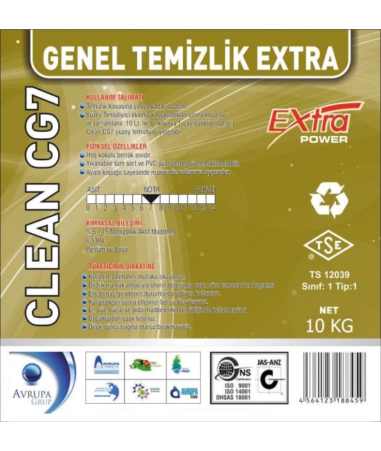 Clean CG7 Genel Temizlik Maddesi Ekstra 10 Litre