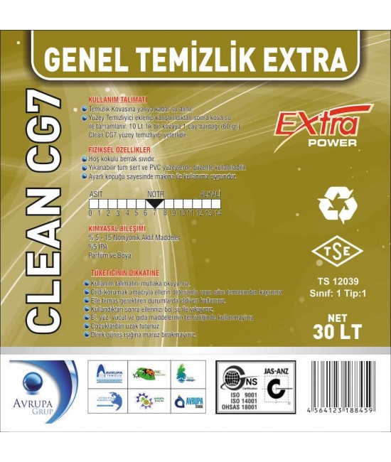 Clean CG7 Genel Temizlik Maddesi Ekstra 30 Litre
