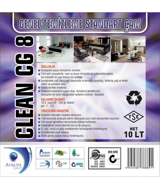 CLEAN CG8 Genel Temizlik Maddesi Çam Kokulu 10 Litre