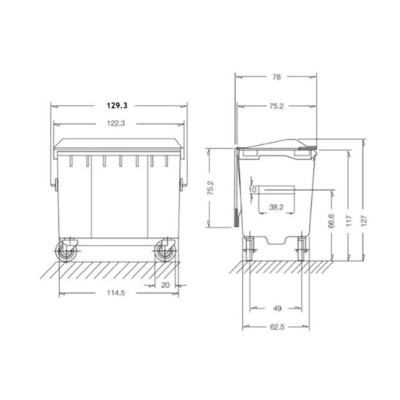 Çöp Konteyner 770 Litre A Kalite Gri Çöp Konteyner 770 Litre A Kalite Gri