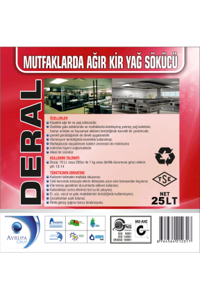 DERAL Mutfaklarda Ağır Kir Yağ Sökücü 25 Litre