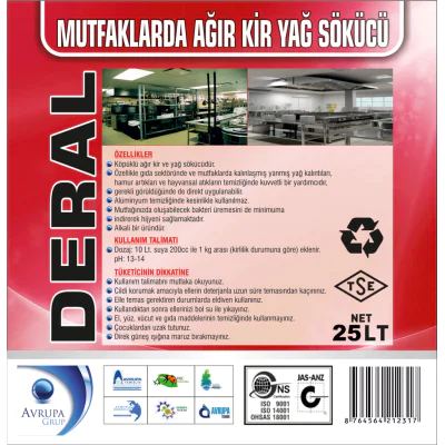 DERAL Mutfaklarda Ağır Kir Yağ Sökücü 25 Litre