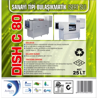 DISCH C80 San.Tipi Bulaşık Mak.Deterjanı 25 Litre DISCH C80 San.Tipi Bulaşık Mak.Deterjanı 25 Litre