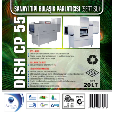 DISCH CP55 San.Tipi Bulaşık Mak.Parlatıcısı 20 Litre