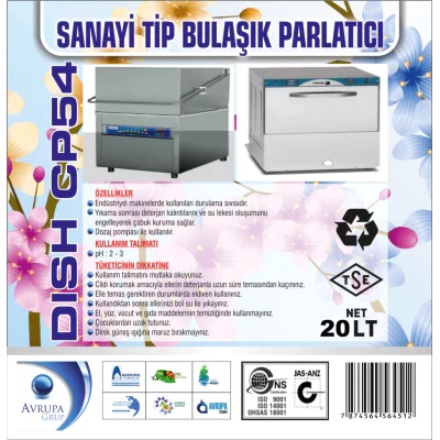 DISH CP54 San.Tipi Bulaşık Mak.Parlatıcısı 20 Litre